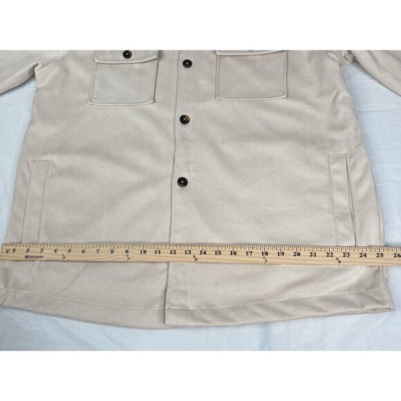 Ike Behar Faux Suede Water Repellent Cream Shirt Jacket Men’s Size XL Shacket - Picture 10 of 14